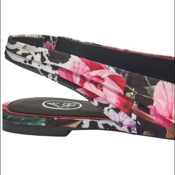 ASH DIVINA Leather & Silk Floral Print Pointed Toe Ballet Flat Slingbacks EU37 - Picture 5 of 12